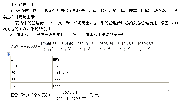 2012年房地產(chǎn)估價(jià)師《經(jīng)營(yíng)與管理》試題計算題第2題