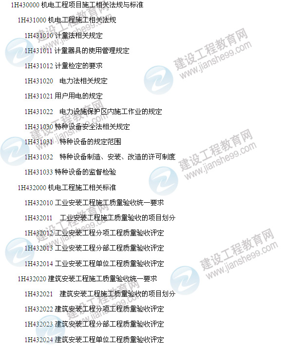 2014年一級建造師機電工程管理與實(shí)務(wù)考試大綱8