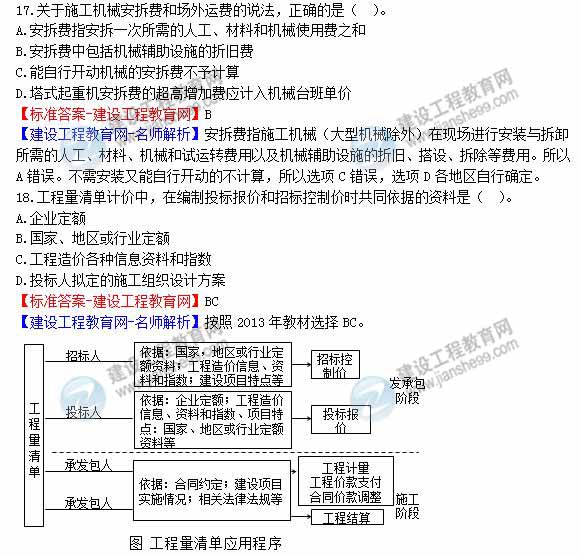 2012年造價(jià)工程師《工程計價(jià)》試題及詳細答案解析（三）