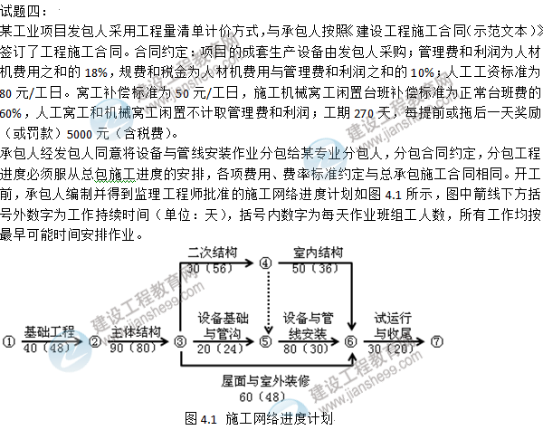 2015年造價(jià)工程師《建設工程造價(jià)案例分析》試題及答案(案例四)