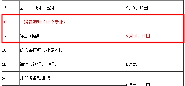 【考試時(shí)間公布】2017年一級建造師考試時(shí)間為9月16、17日