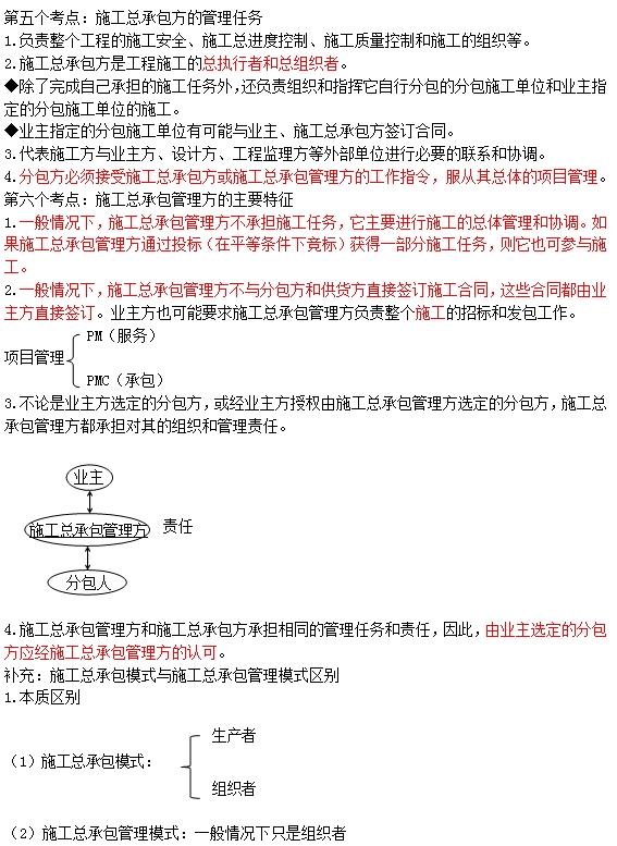 二級建造師施工管理高頻知識點(diǎn)：施工總承包方的管理