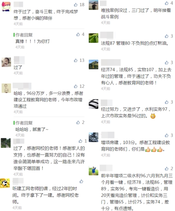 2017年一級建造師成績(jì)公布后 我們的公眾號留言被這樣刷屏了