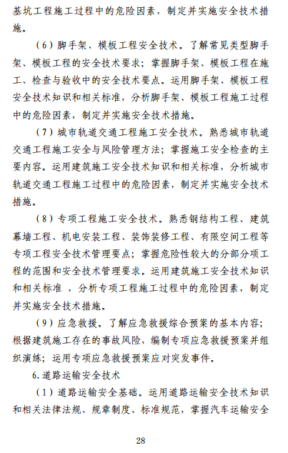 中級注冊安全工程師《安全生產(chǎn)專(zhuān)業(yè)實(shí)務(wù)》考試大綱（征求意見(jiàn)稿）