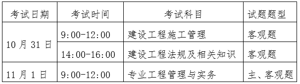 二建考試 考試時(shí)間 考試科目