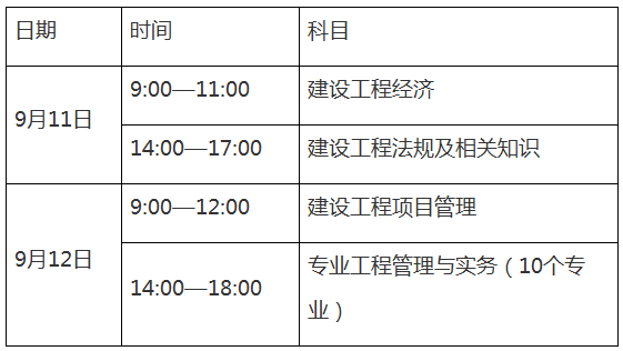 江西一級建造師考試時(shí)間