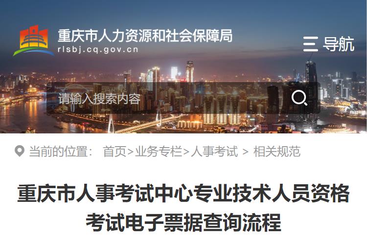 重慶市人事考試中心專(zhuān)業(yè)技術(shù)人員資格考試電子票據查詢(xún)流程
