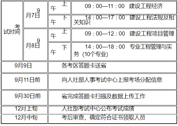 一級建造師考試時(shí)間江蘇